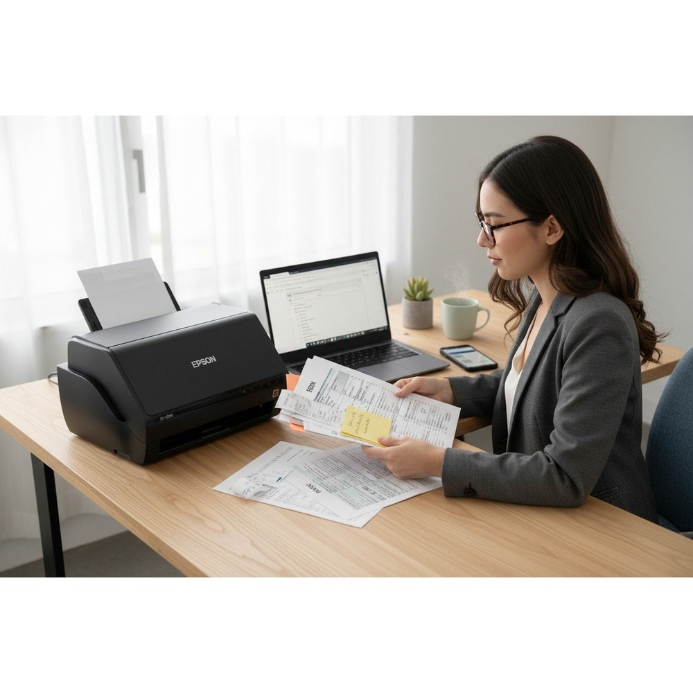 Epson ES-500W Wireless Duplex Document Scanner Black Very Good Office Tech